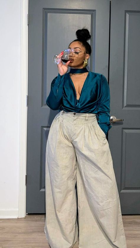 Tall And Curvy Fashion Outfits, Earthy Formal Outfits, Wide Leg Pants Outfit Black Women, Fall Midsize Outfits 2024, Semi Formal Pants Outfit For Women, Red Combo Outfit, Plus Size Dinner Outfit, Apple Body Type Outfits, Kibbe Romantic Outfits