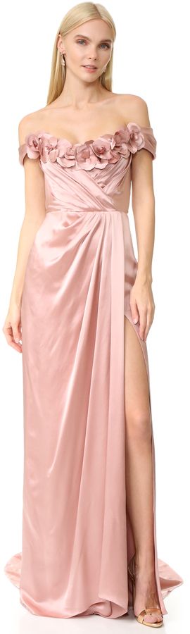 Marchesa Satin Gown Pink Evening Gown, Gown Simple, Marchesa Gowns, Pink Evening Gowns, Fuchsia Dress, Simple Prom Dress, Floor Length Skirt, Custom Size Dresses, Mon Cheri