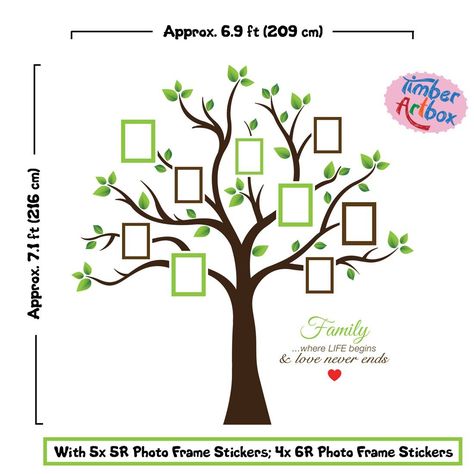 Family Tree Photo Frame, Photo Frame Tree, Photo Frames Wall, Family Tree Picture Frames, Simple Wall Paintings, Family Tree With Pictures, Family Tree Photo, Frame Wall Collage, Large Family Photos