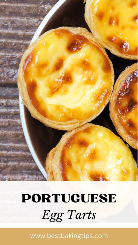 Egg Tarts Portuguese, Portuguese Egg Tart Recipe Easy, Portugese Egg Tarts, Portuguese Milk Tart Recipe, Portuguese Custard Tarts Pastel De Nata, Portugese Egg Custard Tart Recipe, Easy Portuguese Custard Tarts, Portugese Tarts Easy, Portuguese Thanksgiving Recipes