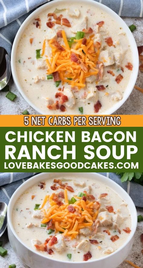 Chicken Bacon Ranch Soup, Ranch Soup, Low Carb Soup Recipes, Boiled Egg Diet Plan, Best Low Carb Recipes, Low Carb Soup, Chicken Bacon Ranch, Low Carb Diet Recipes, Bacon Ranch