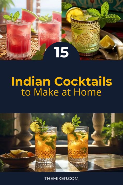 If your vacation budget only has room for a staycation, don’t stress. Come with us for a sultry Indian escape via the wonderful world of cocktails. With just a sip, these 15 drinks will transport you to a balmy summer beach. 🥭 🌞🍹 Indian Alcoholic Drinks, Indian Cocktail Recipes, Indian Summer Drinks, Diwali Drink Ideas, Indian Mocktail Recipe, Indian Inspired Cocktails, Diwali Cocktails, Xmas Jam, Indian Cocktails