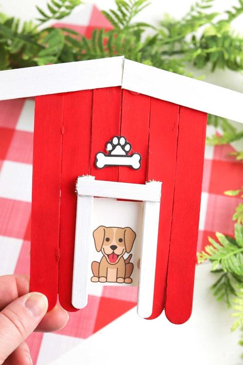 House Pet Crafts Preschool, Dog House Craft Preschool, Dog House Craft For Kids, Dog Preschool Activities, Puppy Crafts For Kids, Daycare Calendar, Dog Arts And Crafts, Dog Crafts For Kids, Preschool Popsicle