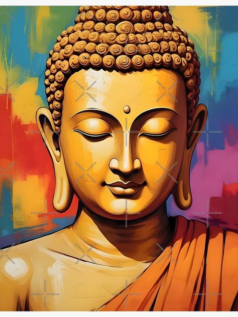 "Gautama Buddha Folk Art Fusion" Poster for Sale by Dev-Ang | Redbubble Paint Book, Rama Krishna, Buddha Artwork, Buddha Wall Art, Gautama Buddha, Book Marks, Buddha Art, Painted Books, Contemporary Artwork