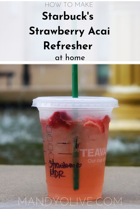 Starbucks Strawberry Refresher, Starbucks Strawberry Acai, Starbucks Strawberry Acai Refresher, Starbucks Fall Drinks, Strawberry Acai Refresher, Starbucks Strawberry, Starbucks Drinks Diy, Strawberry Acai, Starbucks Diy