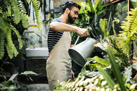 White man taking care of the plants | premium image by rawpixel.com Plant Guy, Watering Plants, Spring Tree, Natural Curiosities, Social Media Images, Business Portrait, Brand Photography, Creative Illustration, Women Lifestyle