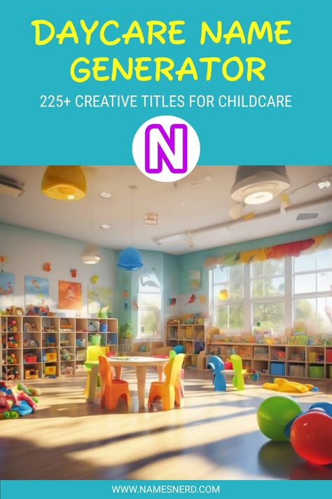 Create a nurturing brand for your childcare business with our ‘Daycare Name Generator’. Adorable, memorable names for your daycare! Cute Daycare Names, Daycare Names Ideas, Creative Titles, Daycare Names, Home Day Care, Childcare Business, Kids Daycare, Daycare Center, Childcare Center