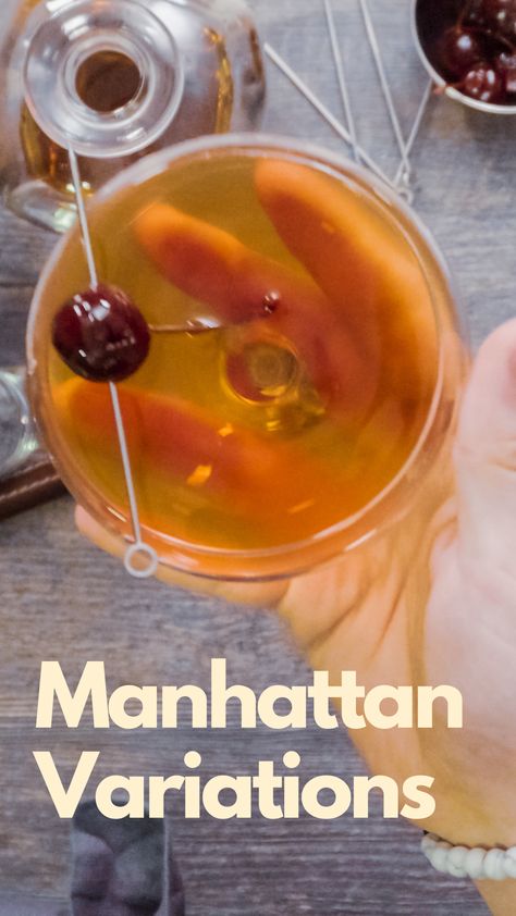 Manhattan Variations Easy Manhattan Cocktail, Smoked Manhattan Cocktail, Black Manhattan Cocktail, Manhatten Cocktail Recipes, Manhattan Cocktail Photography, Manhattan Drink, Manhatten Cocktail, Classic Manhattan Cocktail, Manhattan Cocktail Recipe