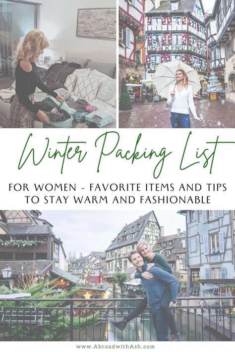 Discover all the essentials to keep you warm and fashionable with my winter packing list for women. These are my tried and true staples for cold weather and winter vacations (most notably Europe). #travel #traveltips #packingtips #winter Winter Packing List Cold Weather, Packing List Cold Weather, Winter Vacation Packing List, Packing List For Europe, Packing List For Women, Cold Weather Travel, Winter Packing List, Europe Packing List, Winter Travel Destinations