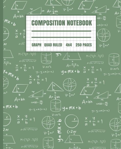 Amazon.com: Composition Notebook: Quad-Ruled Graph Composition Notebook with Cute Math Doodles Drawn on the Dark Olive Green Background for Girls, Boys 6-12 ... 250 7.5x9.25 4x4 Quad-Ruled Pages Paperback: Niva, Ira: Books Cute Math Doodles, Math Notebook Cover, Procreate Downloads, Goodnotes Covers, Math Doodles, Olive Green Background, Composition Notebook Covers, Math Notebook, Notebook Cover Design