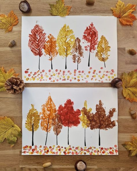 Kids Autumn Crafts, Autumn Preschool Crafts, Autumn Kindergarten Activities, Kindergarten Autumn Activities, Autumn Art For Kids, Autumn Activities For Preschool, Høstaktiviteter For Barn, Classe D'art, Autumn Leaves Craft