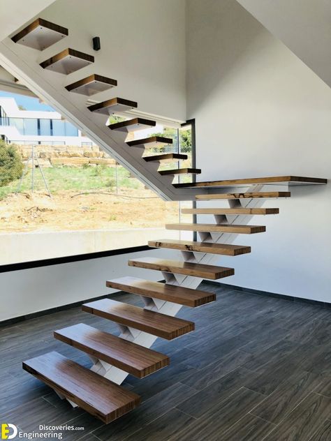 35+ Photos Of Wooden Staircase Under Construction | Engineering Discoveries Steel Stairs Design, Wooden Staircase Design, درج السلم, Staircase Design Modern, Staircase Railing Design, Escalier Design, Stair Railing Design, Desain Furnitur Modern, Steel Stairs