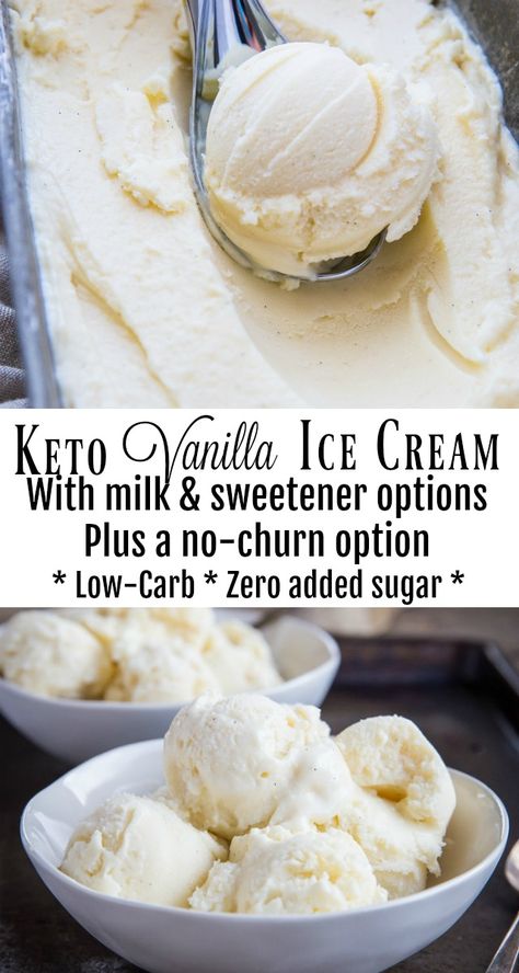 Keto Vanilla Ice Cream, Low Carb Ice Cream Recipe, Recipe With Milk, Sugar Free Ice Cream, Pecan Desserts, Vanilla Ice Cream Recipe, Low Carb Ice Cream, Postre Keto, Homemade Vanilla Ice Cream