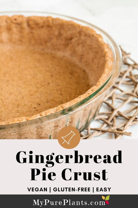 5-ingredient Gingerbread Pie Crust made from scratch. It is the perfect crust for any fall pie or baked cheesecake like apple, pumpkin, sweet potato. Vegan and gluten-free. Gingerbread Pie Crust Recipe, Gingerbread Pie Crust, Pie Crust Vegan, Gingerbread Pie, Perfect Pie Crust Recipe, Healthy Pies, Vegan Pie Crust, Gluten Free Pie Crust, Apple Pumpkin