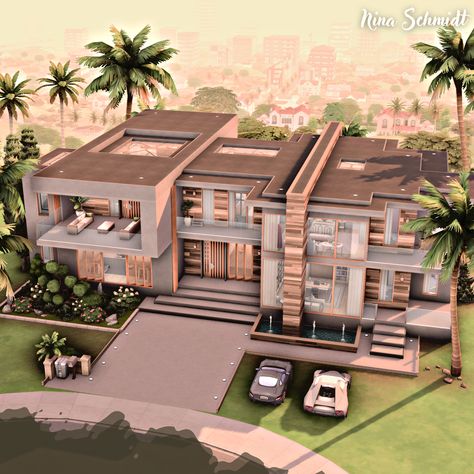 Speed Build & Download on YouTube Sims Layout, Ts4 Builds, Sims 4 Modern House, Mansion Plans, Luxurious Mansion, Sims Freeplay Houses, Sims 4 House Plans, Sims 4 House Building, Sims 4 House Design