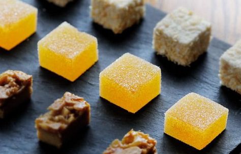 Passion fruit jelly by Dominic Chapman Fruit Parfait Recipes, Fruit Jelly Recipe, Petit Four Recipes, Passionfruit Recipes, Almond Biscuits, Fruit Parfait, Great British Chefs, Parfait Recipes, Jelly Recipes