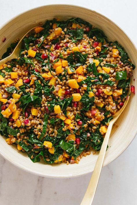 Wheat Berry Recipes, Simple Veganista, Wheat Berry Salad, Everyday Dinners, Wheat Berry, Winter Salad Recipes, Vegan Entrees, Butternut Squash Salad, Wheat Recipes