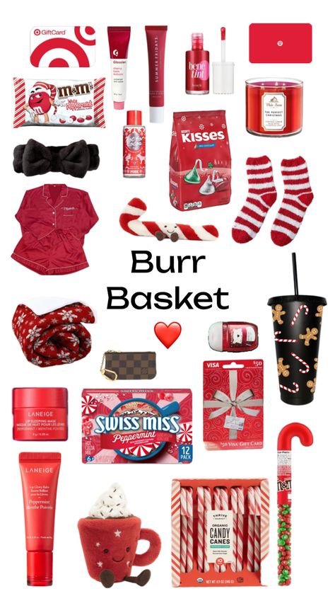 Burr Basket!! (Red Edition ❤️) || #burrbasket #burrbasketinspo #burrbasketinspo #white #red #cleangirl #cleangirlaesthetic #xmas #xmaswishlist #christmasaesthetic #christiandior #dior #tiktok #grwminspo Girly Christmas Gifts, Cute Christmas Ideas, Best Gift Baskets, Christmas Kiss, Holiday Baskets, Christmas Dreaming, Christmas Prep, Cool Gifts For Teens, Cute Gifts For Friends