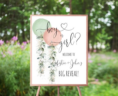 Excited to share this item from my #etsy shop: Gender Reveal Welcome Sign, 3 Sizes Included, Sage Green & Dusty Rose Watercolor Balloons, Botanical Eucalyptus Gold Greenery, Reveal Party Greenery Gender Reveal, Lavender Balloons, Watercolor Balloons, Wedding Phone, Gender Reveal Signs, Gender Prediction, Gender Reveal Themes, Gender Reveal Balloons, Gender Reveal Decorations