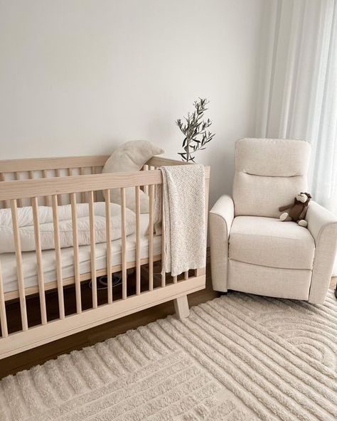 Home Among The Vines on Instagram: "My all time favourite room in the house 🤍👶🏻 Just need to add something on the wall...I was thinking either our newborn photoshoot images, a print or a wallpaper. What are your thoughts? 🤔 . . . #neutralnursery #nurserydesign #nursery #nurserydecor #nurseryinspo #nurseryroom #nurseryideas #scandinursery #nurserygoals #nurseryinteriors #beigeinterior #neutralhome #neutralinterior" Beige Mom Aesthetic Nursery, Newborn Baby Room Design, Nursery Room Neutral, Newborn Nursery Ideas, Japandi Nursery, Brooklyn Nursery, Baby Room Gender Neutral, Neutral Baby Boy Nursery, Hygge Nursery