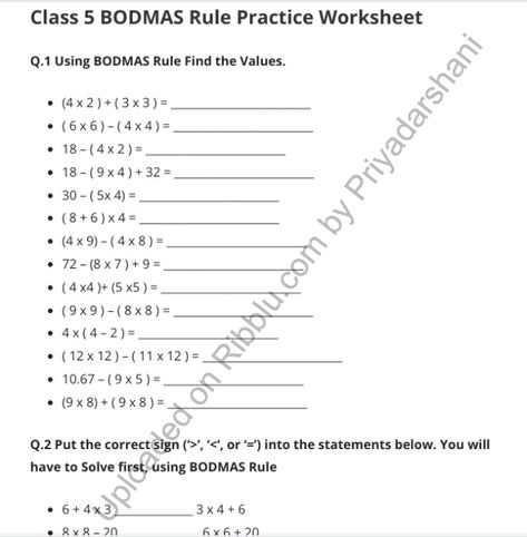 BODMAS Rule Worksheets for Class 5 Bodmas Rule Chart, Bodmas Worksheets For Grade 5, 5th Class Maths Worksheets, Bodmas Worksheets, Bodmas Rule, Divisibility Rules, Maths Worksheets, Computer Drawing, 2nd Grade Math Worksheets