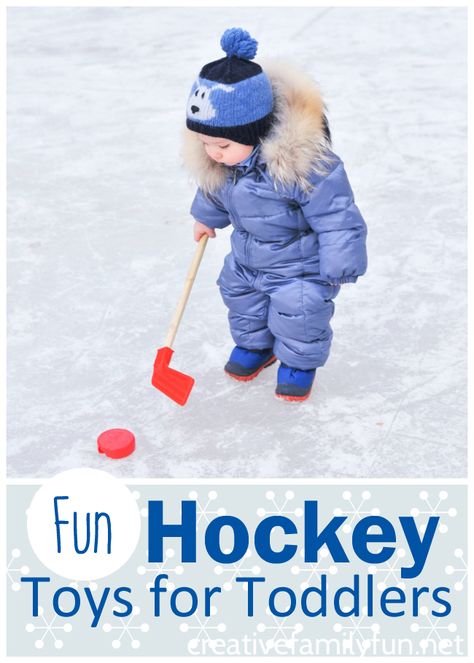 These fun hockey toys for toddlers will make great gifts for your little hockey lovers. Fun ideas for pretend play, active play, and books. #toddlers #gifts #giftideas Hockey Preschool Crafts, Hockey Crafts For Preschoolers, Winter Sports Activities For Toddlers, Hockey Billet Family Gifts, Hockey Toys, Winter Activities For Kids, Gross Motor Activities, Diy Toddler, Activities For Adults