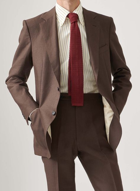 Brown Suit Men Casual, Brown Suit Red Tie, Formal Suit Outfit Men, Men Brown Suit Outfits, Mens Brown Suit Outfit, Brown Suit Prom, Vintage Men Suit, Brown Suit Outfit Men, Men’s Suit Ideas