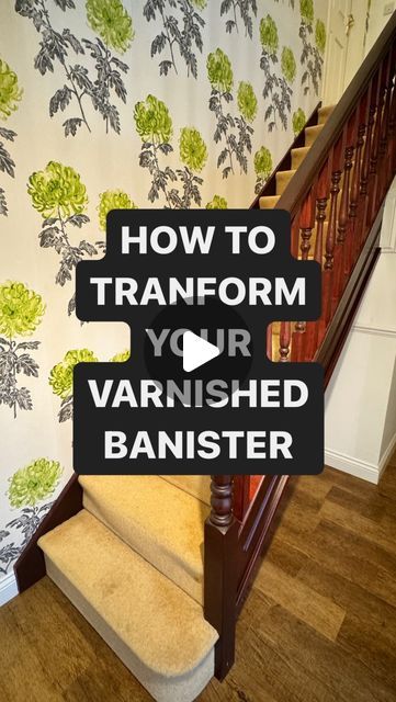 Charlotte Allen | HOW TO DIY on Instagram: "TRANSFORM YOUR VARNISHED BANISTER  Here’s my process for painting varnished woodwork   Bin Aqua by @zinsseruk  Topcoat is ScuffX Eggshell (superwhite) by @benjaminmooreuk  Ice Fusion Mini roller by @prodecdecorating   Any questions please comment ⬇️   #beforeandafter #hallwaytransformation #banister #paintinganddecorating #transformation #houserenovation #hallwayinspiration" Banister Update Diy, Coloured Bannister Ideas, Stair Railing Makeover Paint, Painting Radiators Diy, Upgrade Stair Railing, Redoing Stair Railing Banisters, Painting Bannister, Painted Bannister Ideas, Banister Painting