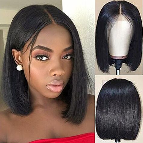 Short Bob Human Hair Lace Front Wigs for Black Women Bob Straight Brazilian Virgin Hair Glueless Full Lace Wig with Baby Hair(12inch with 130 density,Lace Front Wig) Bob Pendek, Kort Bob, Bob Straight, Braiding Styles, Short Human Hair Wigs, Split Hair, African Hair, Short Hair Wigs, Short Straight Hair