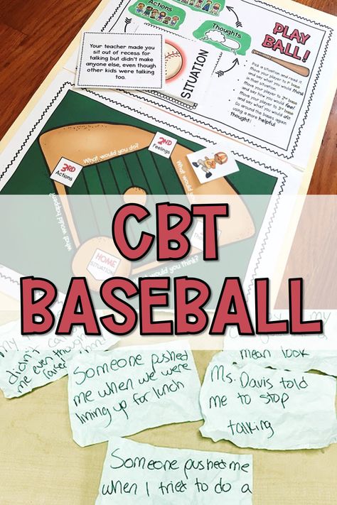 Directive Play Therapy Activities, Diy Therapy Games, Cbt Group Activities, Cbt Group Activities Therapy Ideas, Fun Group Therapy Activities, Cbt Baseball, Cbt Therapy Activities, Therapy Games For Kids, Group Therapy Ideas