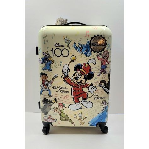 This Bioworld Disney 100 Years Of Music And Wonder 20" And 24" Upright Spinner Suitcase Is The Perfect Travel Companion For Any Disney Fan. With Its Beige Color And Character/Cartoon Pattern, It's Sure To Stand Out On The Luggage Carousel. The Suitcase Features Adjustable Straps, Waterproofing, And Is Lightweight, Making It Easy To Carry On. The Abs Plastic Material Ensures Durability While The Spinner Wheels Make It Easy To Maneuver Around The Airport. This Suitcase Is Suitable For Both Men And Disney Luggage, Disney 100 Years, Disney 100, Disney Things, Spinner Suitcase, Character Cartoon, Luggage Cover, Disney Fan, Travel Stuff