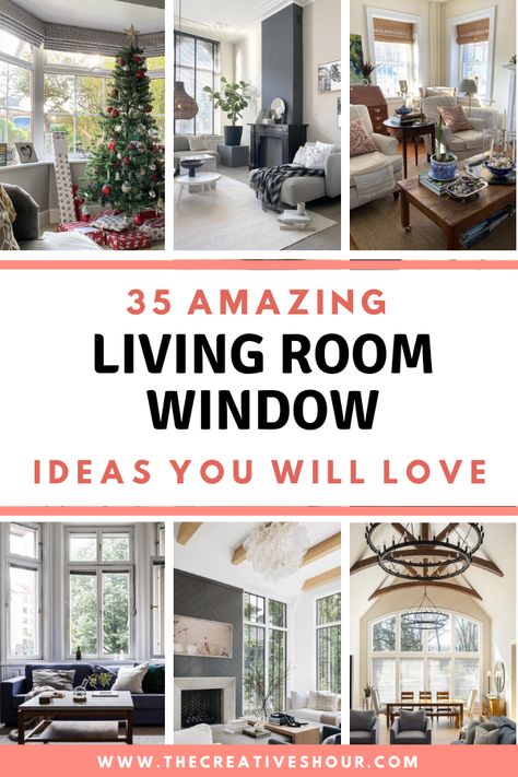 Discover 35 inspiring living room window ideas! Elevate your interiors with natural light, style, and functionality. Large Window Decor Ideas, Decorating A Bay Window In Living Room, Big Front Window Ideas Living Rooms, Three Window Curtain Ideas, Dining Room Window Ideas, Picture Window Ideas, Living Room Window Ideas, Room Window Ideas, Picture Windows Living Room