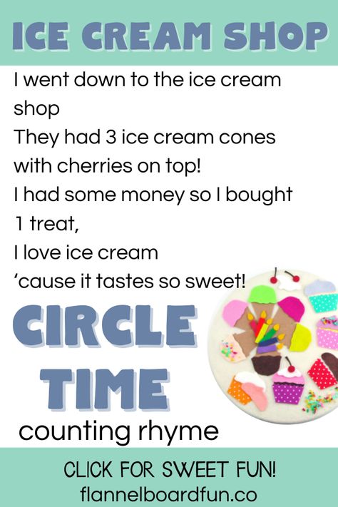 Ice Cream Ideas, Preschool Circle Time Activities, Ice Cream Cupcake, Fun Ice Cream, Cooking Theme, Circle Time Songs, Felt Play Mat, Circle Time Activities, Felt Board Stories