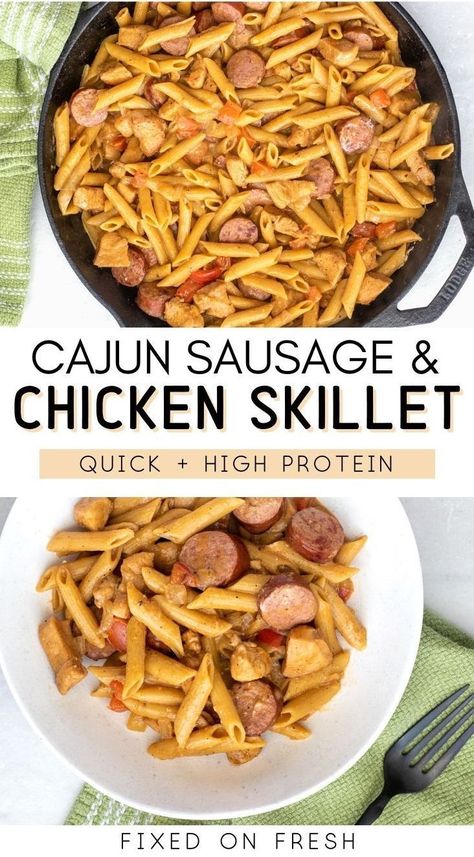 Cajun Turkey Sausage Pasta, Chicken And Sausage Recipes Healthy, Chicken And Turkey Sausage Recipes, Easy Meal Prep Lunches Pasta, One Pot Protein Pasta, Macro Friendly Quick Lunches, Turkey Sausage Meal Prep, High Protein Sausage Pasta, Kielbasa Recipes High Protein