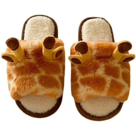 Sentuca Cute Giraffe Slippers for Women Indoor Bedroom Home Wear Female Anti-skid Plush Warm Slippers Size: 5.5.  Color: Orange.  Age Group: adult. Giraffe Slippers, Cartoon Giraffe, Animal Slippers, Plush Slippers, Bedroom Slippers, Cute Slippers, Soft Slippers, Cute Giraffe, Fuzzy Slippers