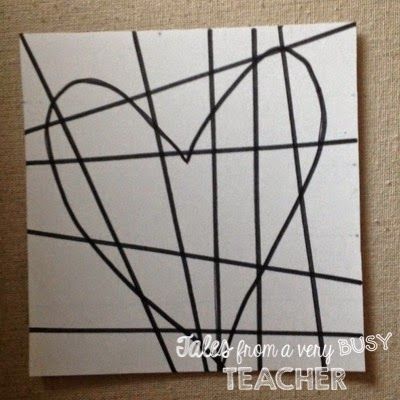 Valentine’s Day Art Project - Tales From a Very Busy Teacher Valentines Sculpture, Valentines Art Lessons, Line Art Projects, Crafts For Beginners, Heart Art Projects, Elementary Art Classroom, Winter Art Lesson, Valentine Art Projects, Jim Dine