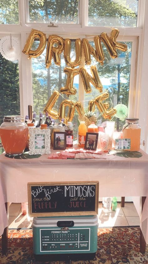 Brunch Theme Bachelorette, Bachelorette Party Mimosa Bar, Mimosa Bar Bachelorette, Brunch Ideas For Bachelorette Party, Mimosas And Brunch, Bar Hopping Bachelorette Party, Bridal Brunch Mimosa Bar, Brunch Ideas Bachelorette, Bachelorette Breakfast Bar