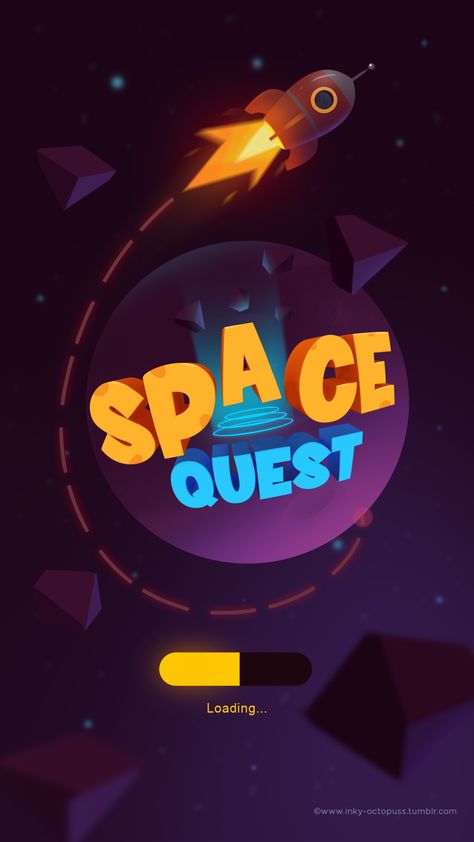 Space Quest on Behance Mobile Game Splash Screen, Space Game Design, Game Splash Screen, Game Loading Screen, Splash Screen Design, Game Loading, Mobile Game Ui, Best Logo Fonts, Game Over Screen