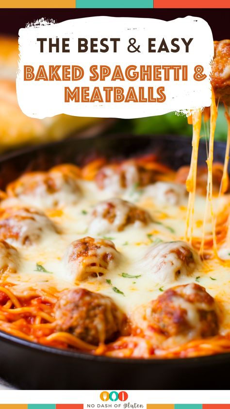 Indulge in the homey comfort of Baked Spaghetti & Meatballs! Featuring tender homemade meatballs, rich marinara, and gooey cheese, it's a family favorite. Easy to make and irresistibly delicious, this dish is perfect for any meal. Get the recipe now and bring a taste of tradition to your table. Click for details and start cooking! Baked Spaghetti Meatballs, Spaghetti Meatball Recipes, Baked Spaghetti And Meatballs, Easy Baked Spaghetti, Baked Spaghetti Recipe, Spaghetti Meatballs, Meatball Bake, Skillet Dinners, Homemade Meatballs