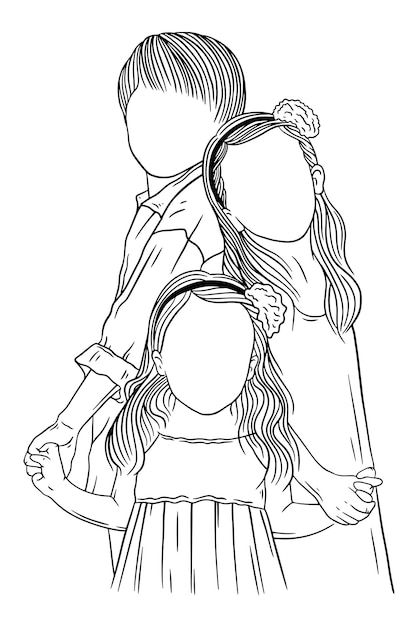 Happy family brother and sister sibling ... | Premium Vector #Freepik #vector #happy-home #family-baby #happy-family #kids-love Brother And Sister Drawing Easy, Kids Line Art, Sibling Art, Family Sketch, Sisters Drawing, Pencil Sketches Easy, Baby Sketch, Daughter And Son, Art Prints Boho