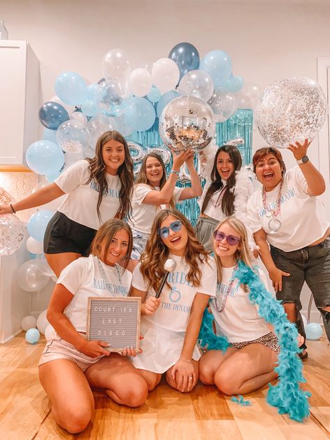 Mamma Mia Themed Bachelorette Party Outfits, Mama Mia Bachelorette Outfits, Mamma Mia Hen Do Outfit, Mamma Mia Party Theme Outfits, Blue Disco Bachelorette Party, Mamma Mia Outfits Bachelorette Party, Mama Mia Hens Party, Mama Mia Bachelorette Party Favors, Mamma Mia Disco Bachelorette Party