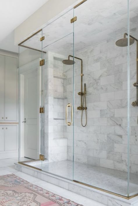 Double Shower Heads, Kate Marker Interiors, Loft Interior, Double Shower, Master Shower, Bathroom Redesign, Master Bath Remodel, Bathroom Remodel Designs, Bathroom Remodel Shower