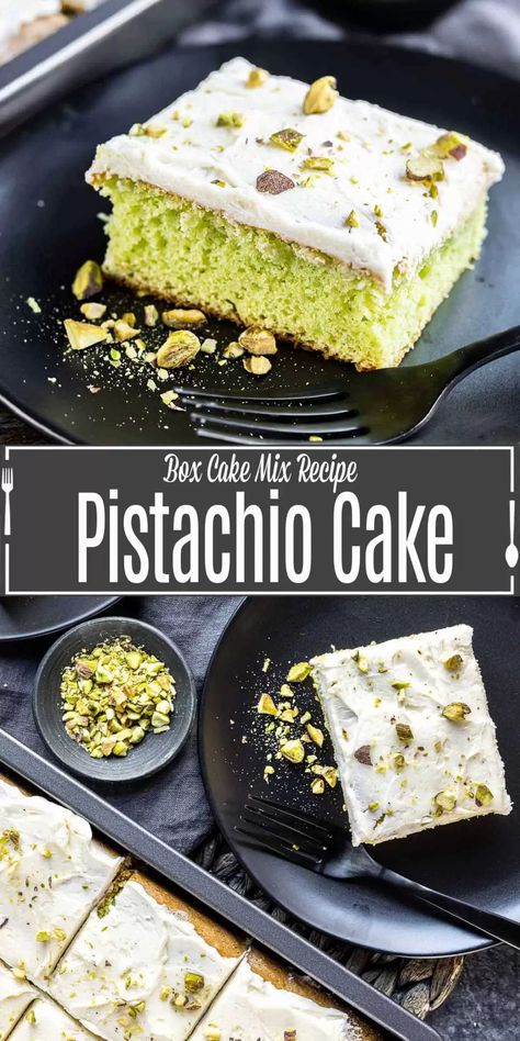 Pistachio cake is super moist cake made with pistachio pudding and cake mix. It's soft green color makes it a great holiday dessert for St. Patrick's Day, Easter, and Christmas. This easy doctored cake mix recipe is topped with homemade buttercream frosting for a light and fluffy cake that everyone will enjoy. Best Coconut Cake Recipe, Pistachio Pudding Cake, Honey Cream Cheese, Homemade Frosting Recipes, Pistachio Cake Recipe, Homemade Buttercream, Boxed Cake Mixes Recipes, Homemade Buttercream Frosting, Cake Recipes At Home