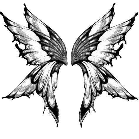 Butterfly Tattoo Pointy Wings, Dark Wings Drawing, Butterfly Wings Tattoo On Back Fairies, Fairy Wings Tattoo Stencil, Fairy Wings Drawing Tattoo, Across Shoulder Tattoo, Dark Fairy Wings Back Tattoo, Fae Wings Drawing, Goth Fairy Wings Tattoo