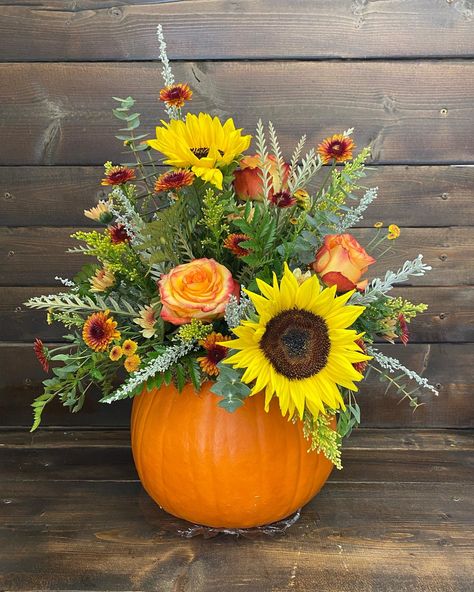 I have a video on how to make it on my Tik  tok. It’s a fresh pumpkin! Thanksgiving Floral Arrangements, Thanksgiving Floral, Fall Flower Arrangements, Fall Flower, Fall Arrangements, Flowers Arrangements, Fresh Flowers Arrangements, Beautiful Flower Arrangements, Fall Ideas