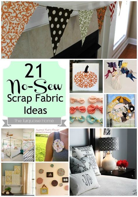 After making my “Scrappy” Pumpkin Fall Decor this week, my wheels have been turning as to how to use up some of my fabric scraps in a useful way. So, I searched the Web over and found some of my favorite no-sew fabric crafts. No-sew is my favorite kind of fabric project, for sure! And ... Read More about 21 No-Sew Fabric Scrap Ideas {Roundup} Scrap Fabric Ideas, Fabric Crafts Diy, Diy Fabric Crafts, Scrap Fabric Crafts, Scrap Fabric Projects, Scrap Ideas, Fabric Ideas, Diy And Crafts Sewing, Diy Bricolage