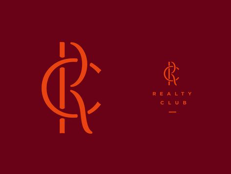 Realty Club Logo by Jason Wright Realty Branding, Rc Monogram, Modern Monogram Logo, Ca Logo, R Monogram, Chocolate Logo, R Logo, Minimalist Business Logo, Logo Luxury