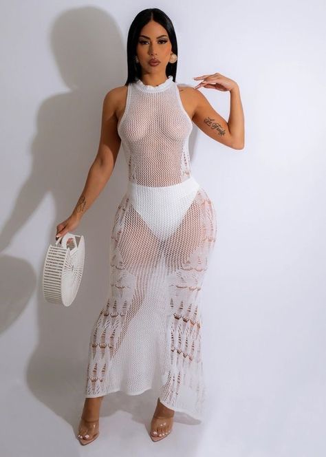 Casual Beach Wear, Tight Fitted Dresses, Maxi Dress White, Boujee Outfits, Iranian Women Fashion, Busty Fashion, Oscar Dresses, Knit Maxi Dress, Beautiful Costumes