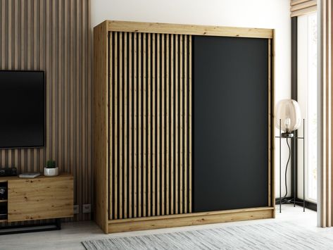 Bedroom Wardrobe Ideas, 3 Door Sliding Wardrobe, Sliding Wardrobe Doors, Wardrobe Interior Design, Bedroom Armoire, Industrial Wood, Sliding Wardrobe, Bedroom With Ensuite, Wardrobe Doors