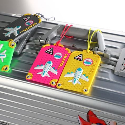 New PVC Silicone Luggage Tags Travel Accessories Suitcase Tags Fashion Style Portable Travel Label Cute Suitcases, Suitcase Tags, Luggage Strap, Address Label, Portable Travel, Silica Gel, Travel Companion, Luggage Tag, Travel Gear